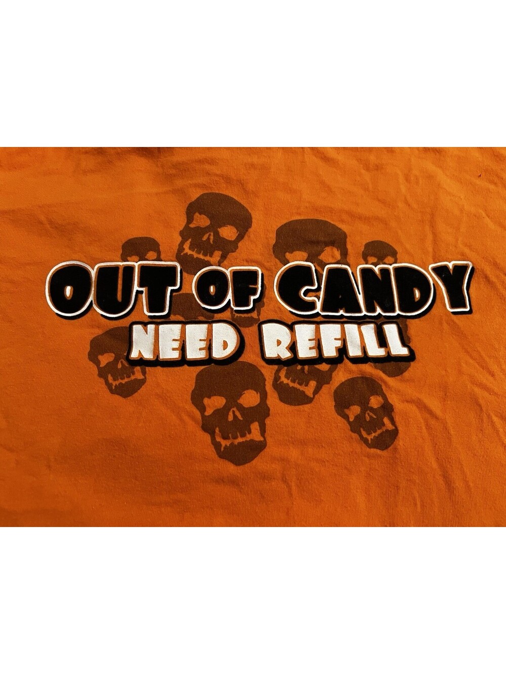 Boys Bright Pumpkin Graphic Skull T-Shirt Halloween L (12/14) Short Sleeve
